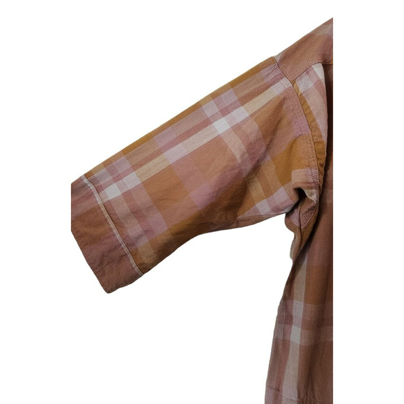 PrAna Deryn Champagne Plaid Roll Tab Sleeve Dress Large Active Camping Outdoors - Picture 9 of 16